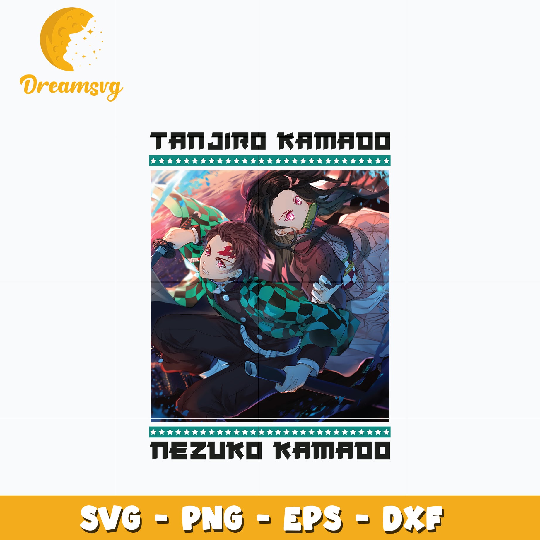 Tanjiro Kamado Svg, Nezuko Kamado Svg, Kimetsu no Yaiba Svg