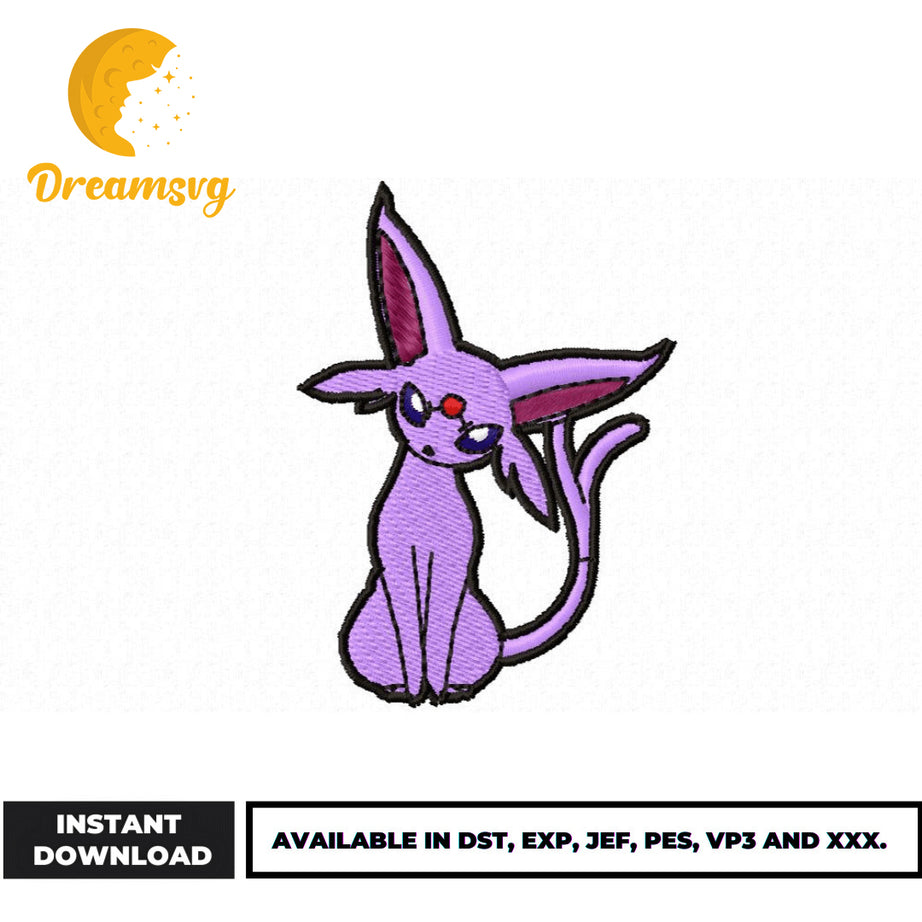 Espeon embroidery design, Pokemon embroidery