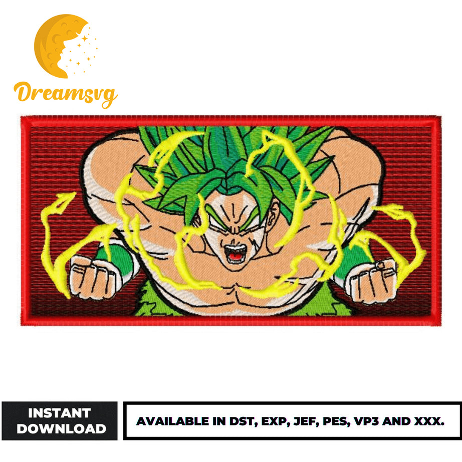 Super Broly embroidery design, Dragon ball embroidery