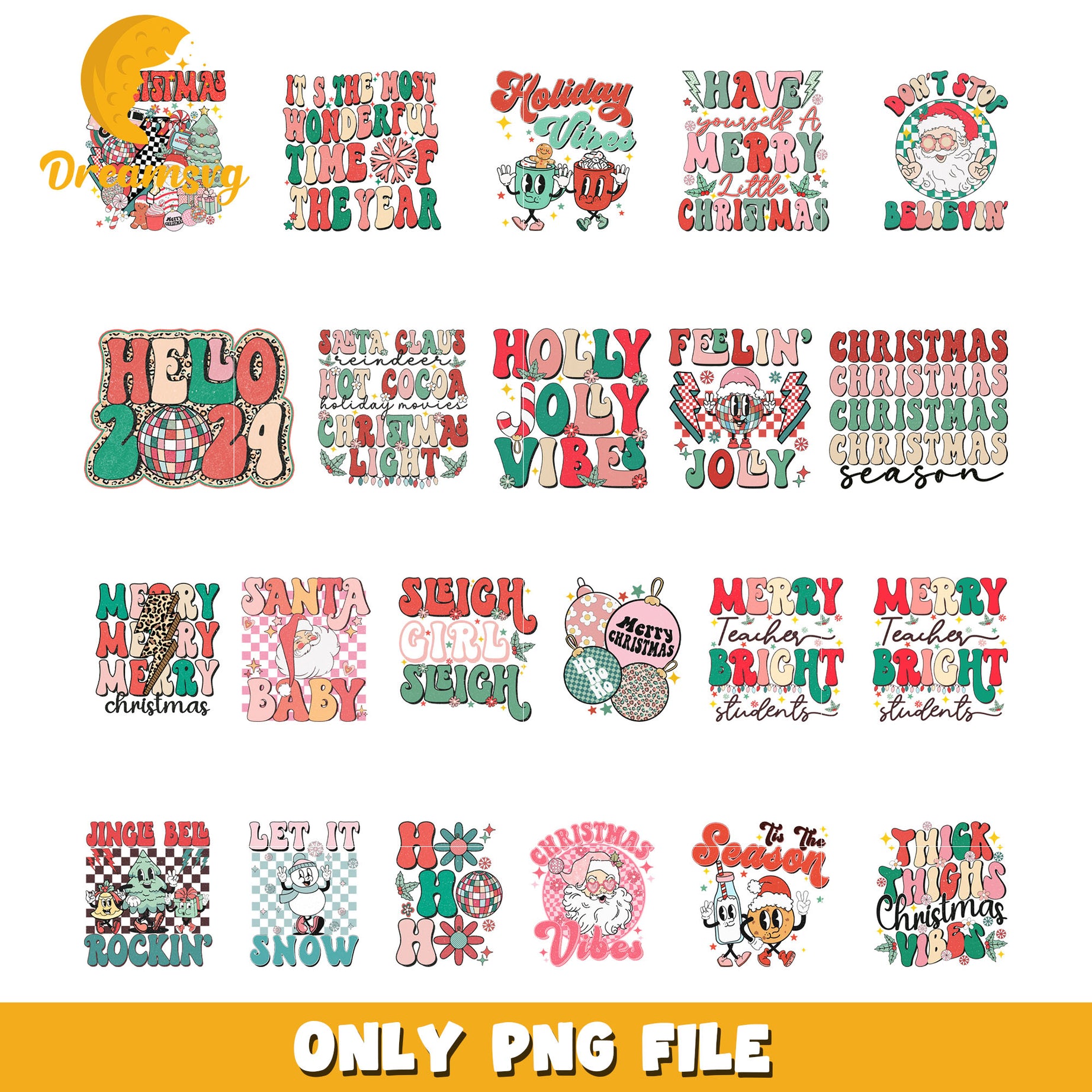 Holly dolly christmas bundle png, santa baby​ png, merry christmas png