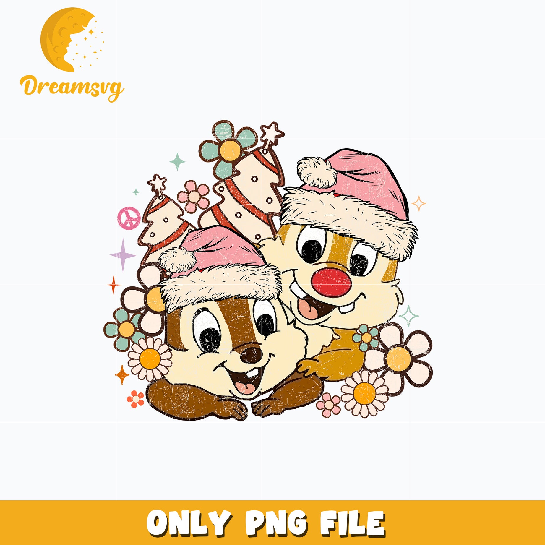 Chip and Dale pink chrismas png