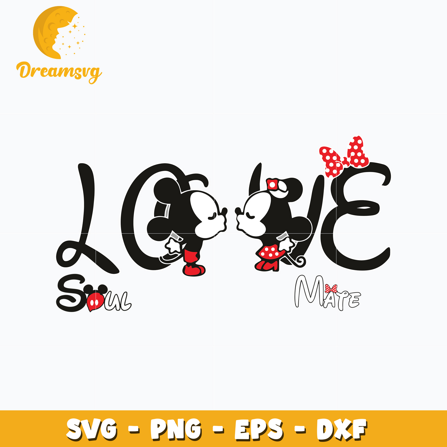 Mickey couple love soul mate valentine Svg