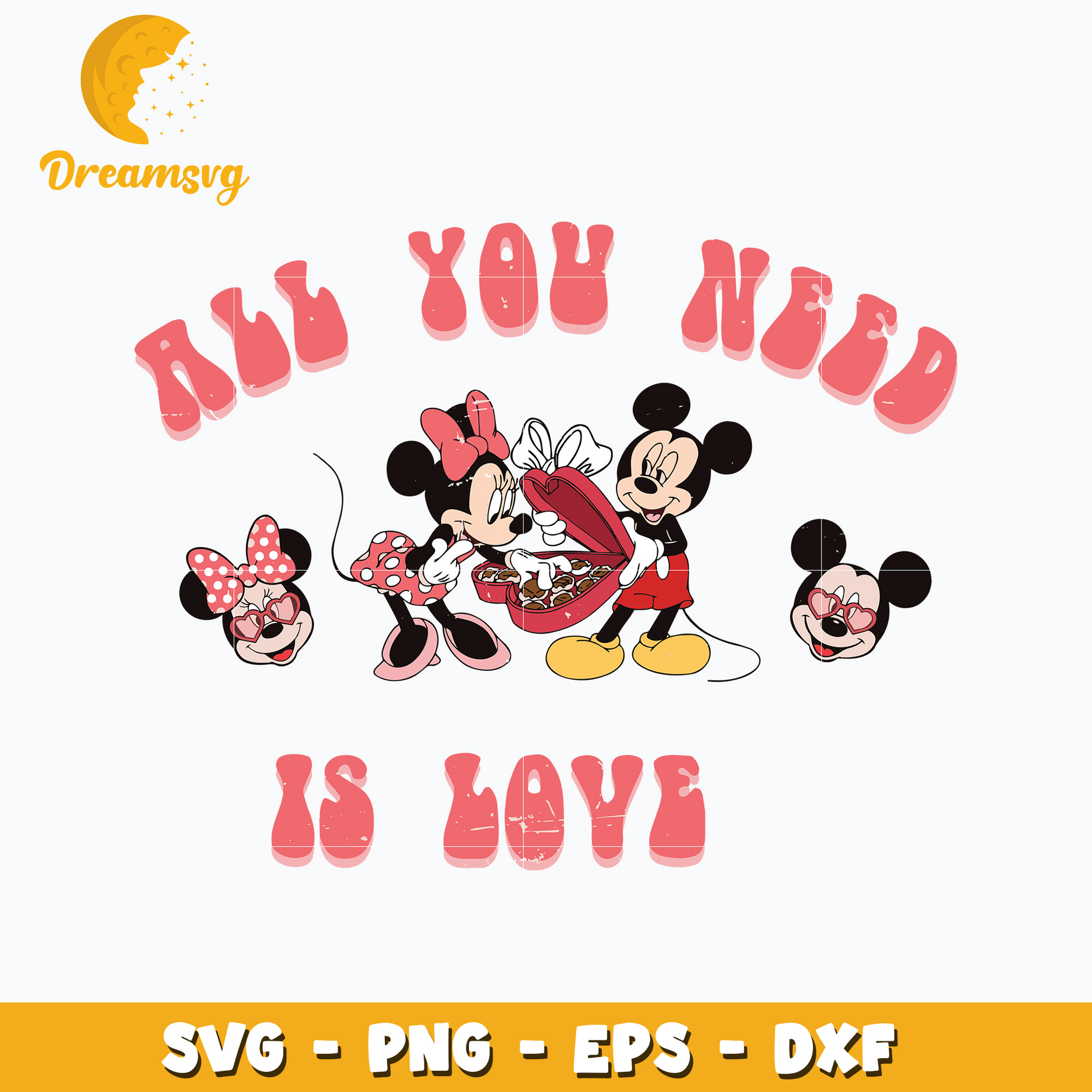 Mickey all you need is love valentine Svg