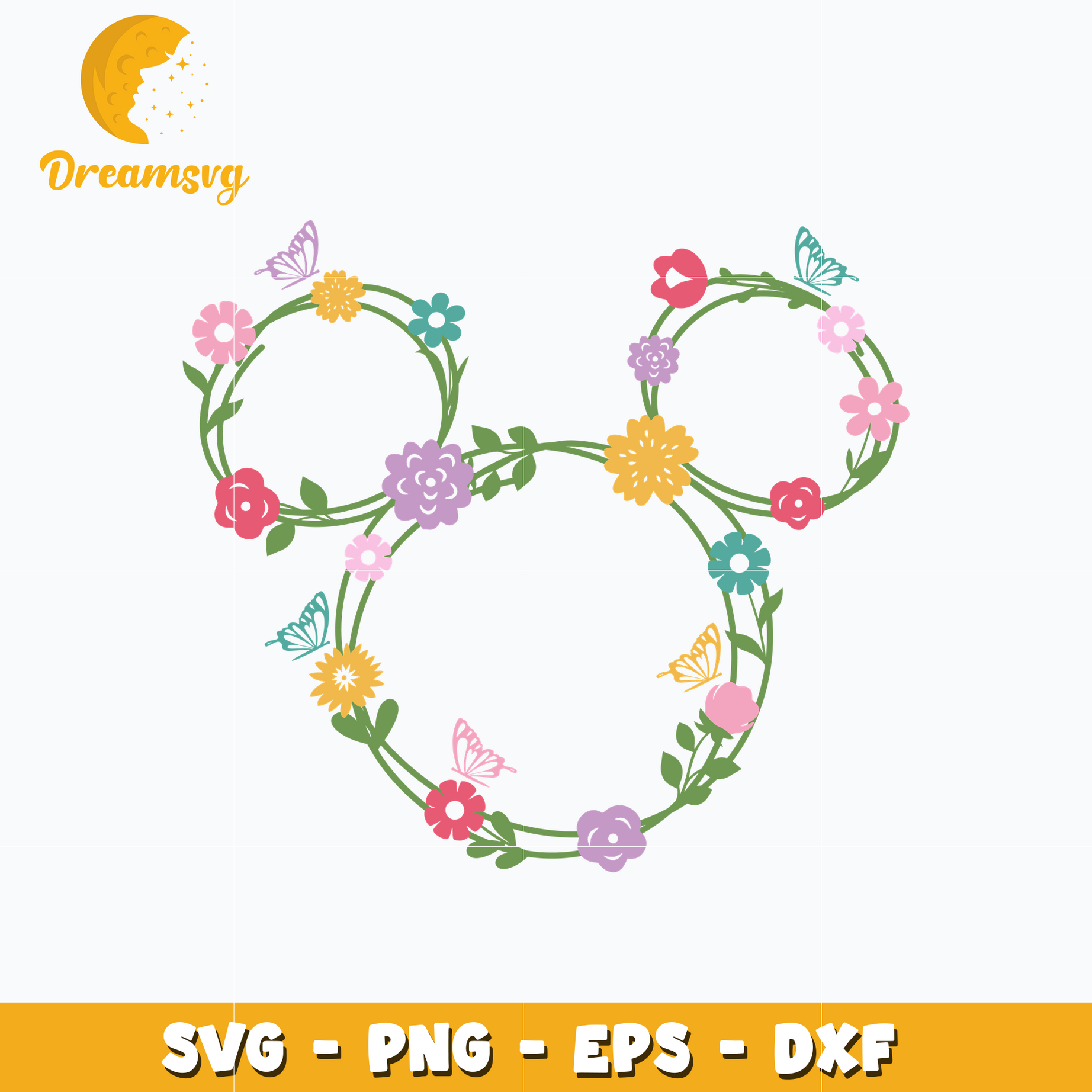 Mickey mouse head flower svg