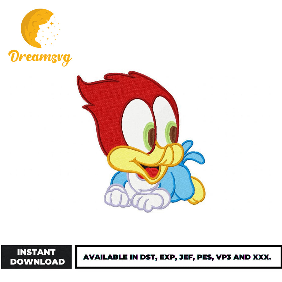 Woody Woodpecker chibi embroidery design