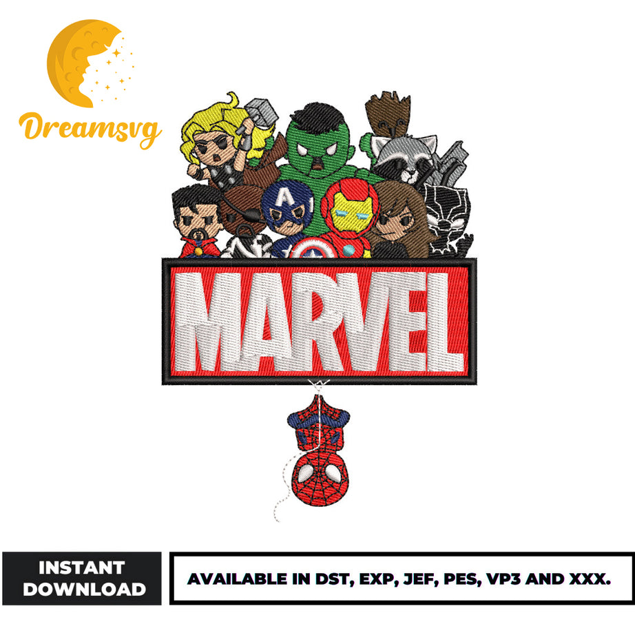 Chibi Marvel embroidery design