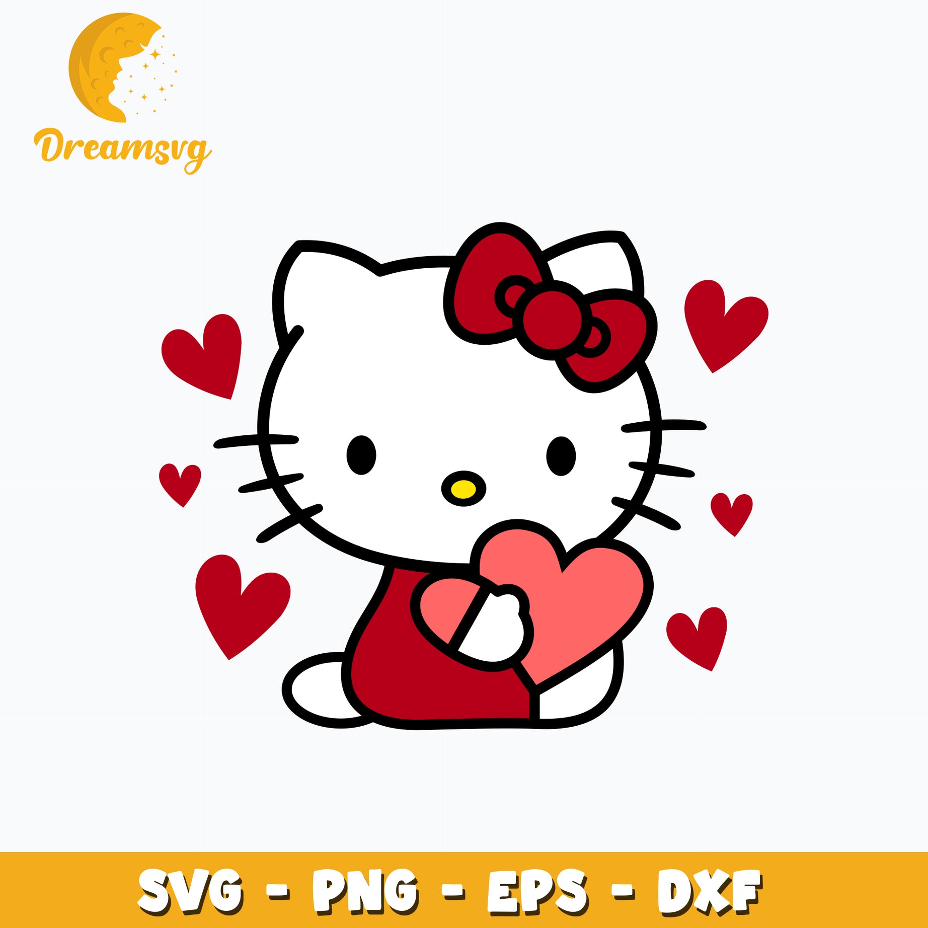 Hello Kitty Heart Valentine Svg