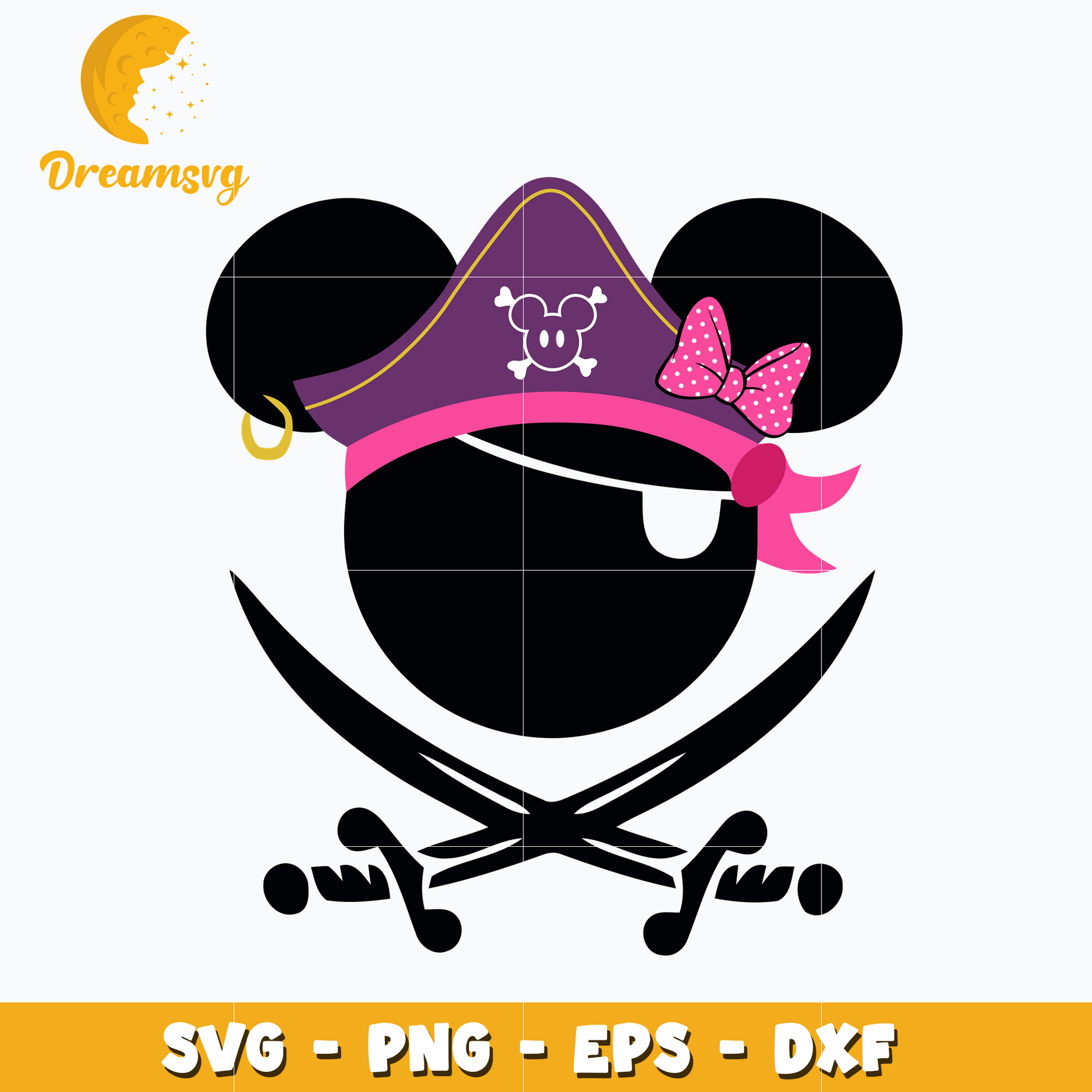 Minnie head Pirate svg