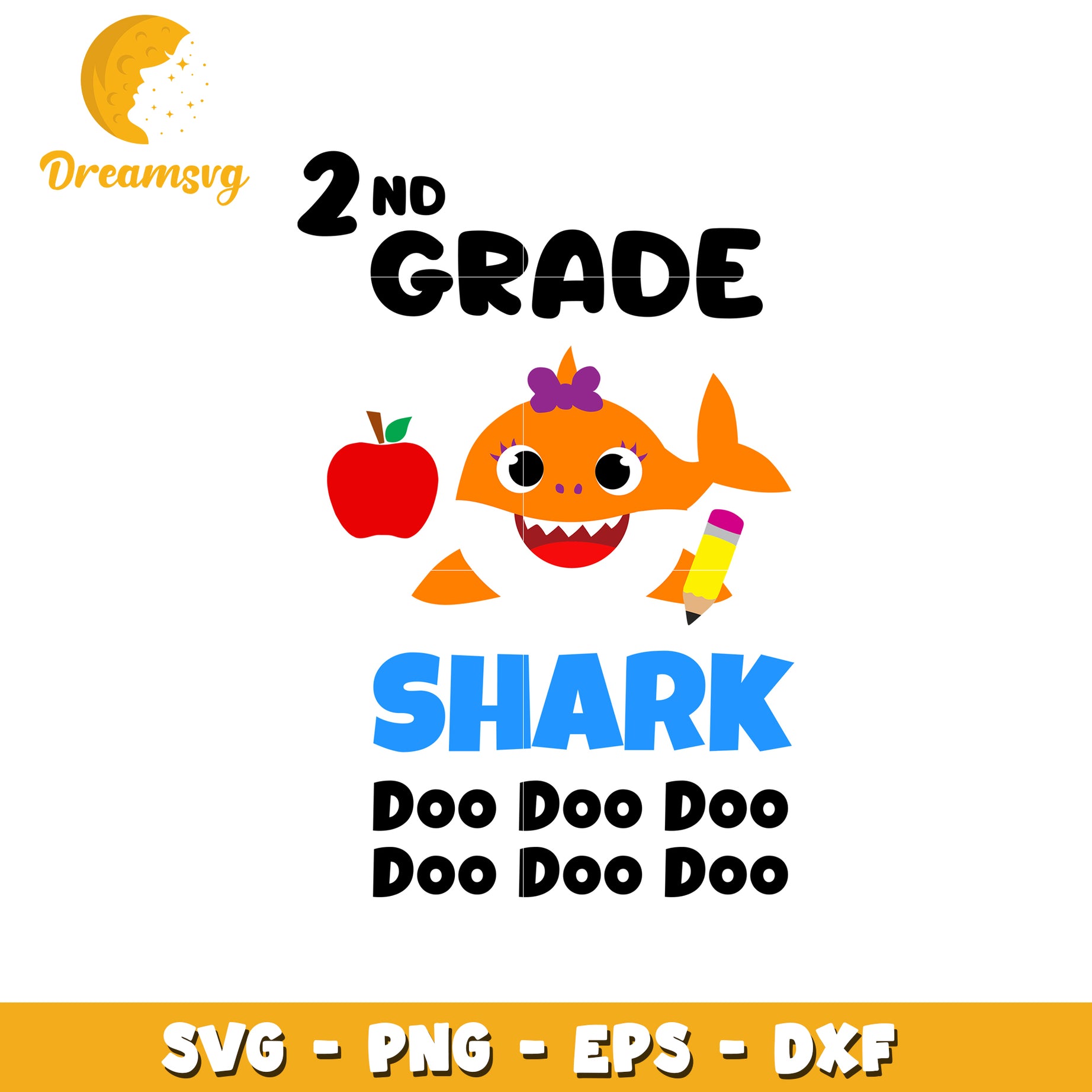 2nd Grade Shark SVG Cut File