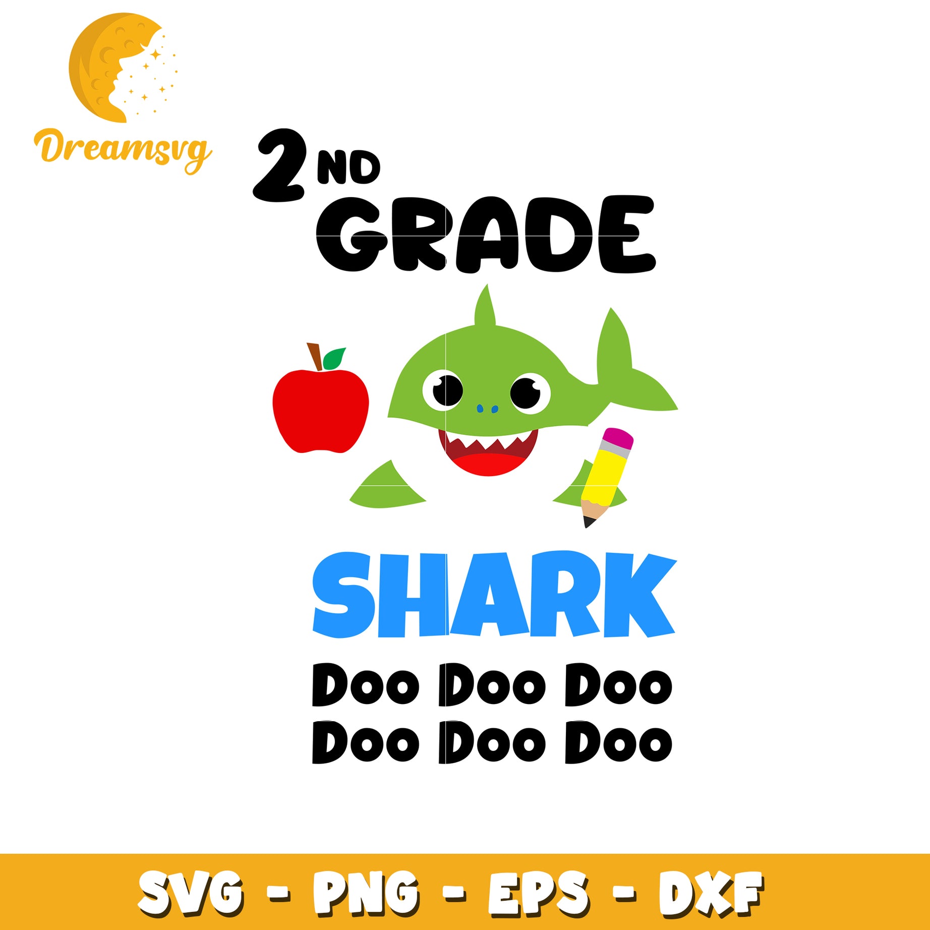 2nd Grade Shark SVG Design Cute Classroom Theme for Kids