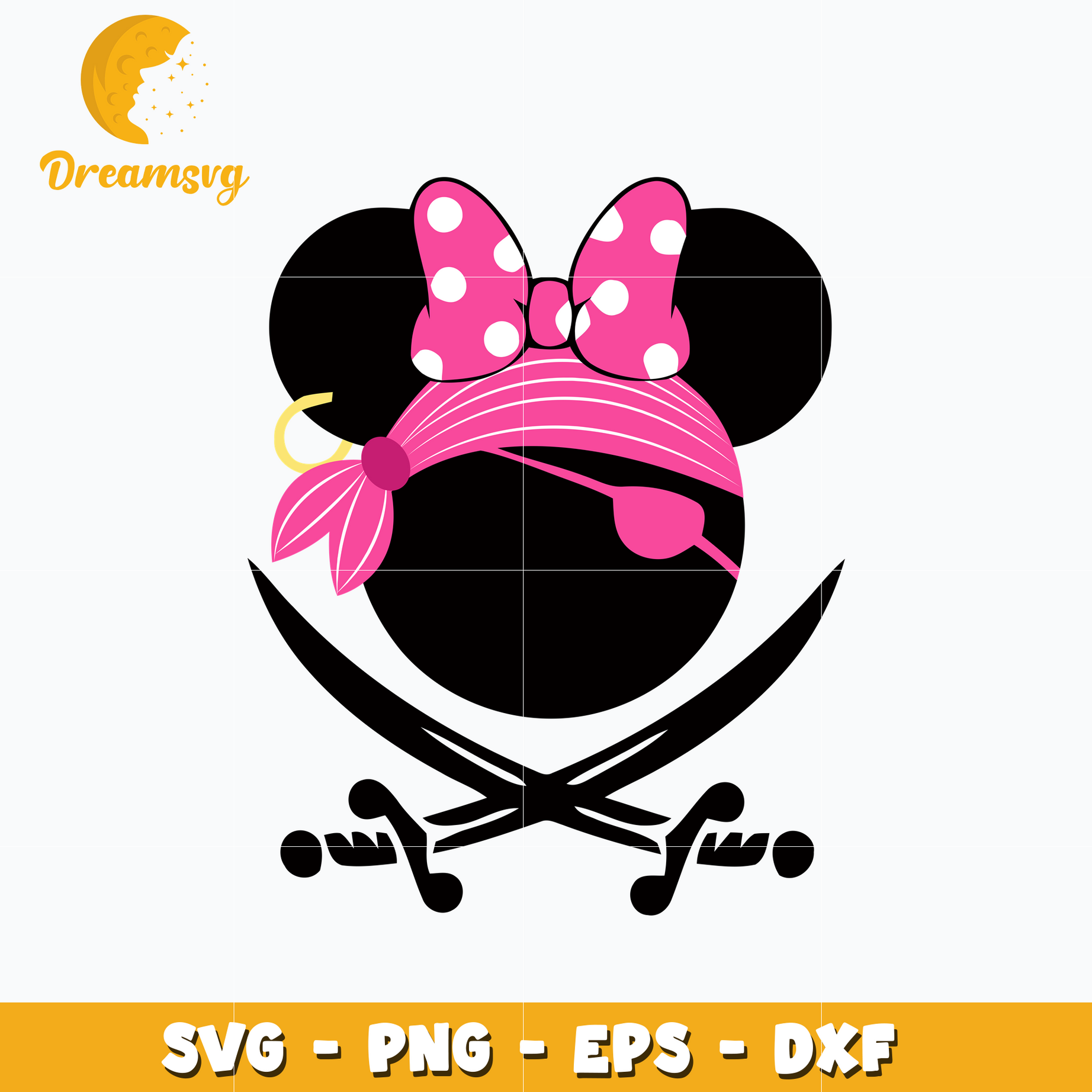 Jack Sparrow Minnie Mouse head svg