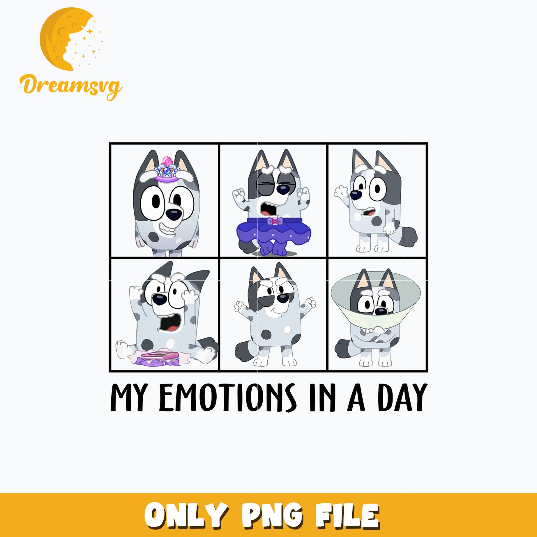 Bluey muffin emotions in a day png