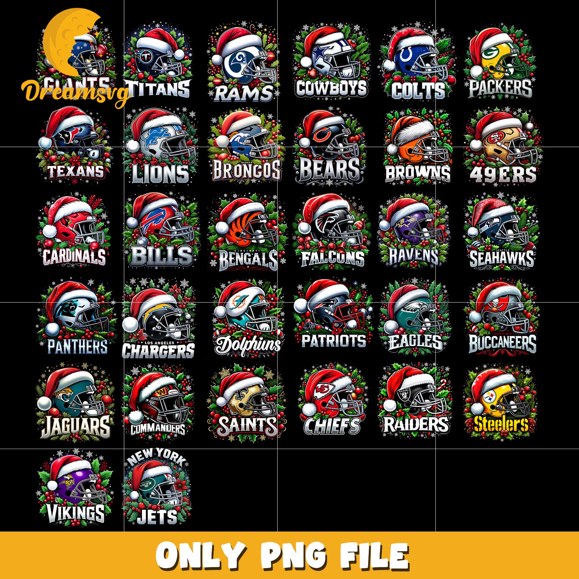 Christmas helmet football team bundle png, nfl logo png, nfl png