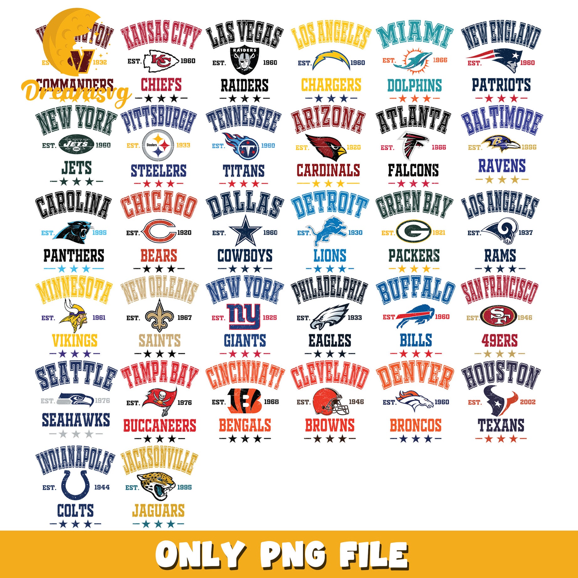 Nfl teams rugby football est 1960 bundle png, nfl logo png, nfl png