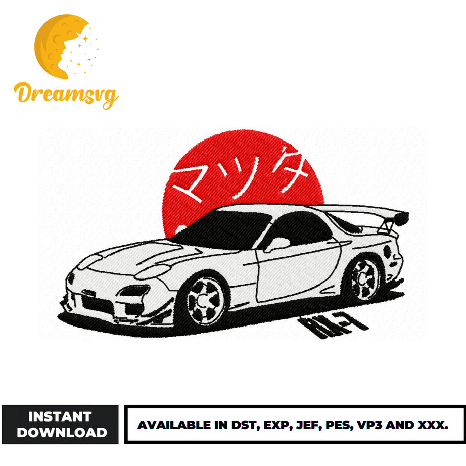 Mazda RX-7 embroidery design