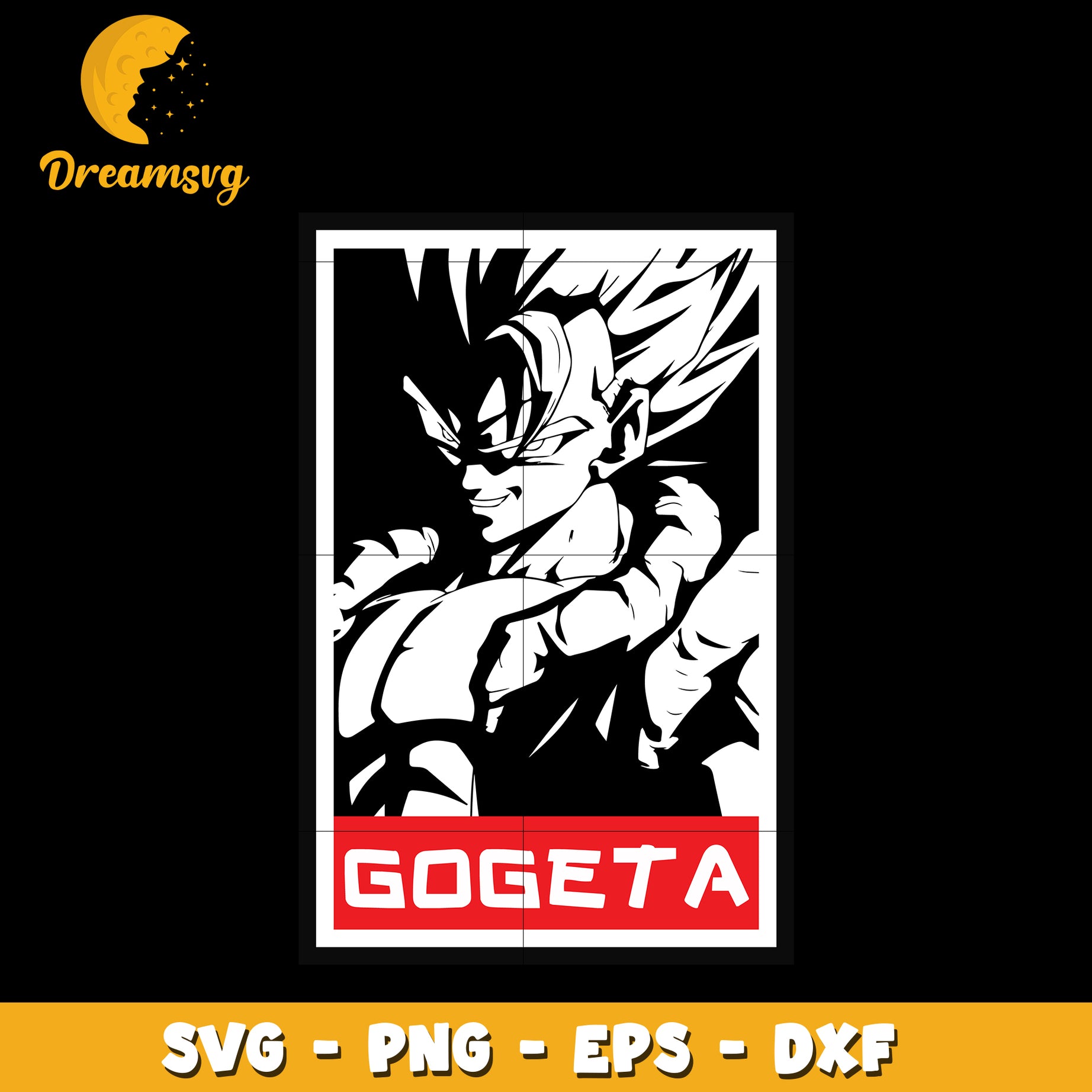Gogeta black white Svg, Anime Svg, Dragon Ball Svg