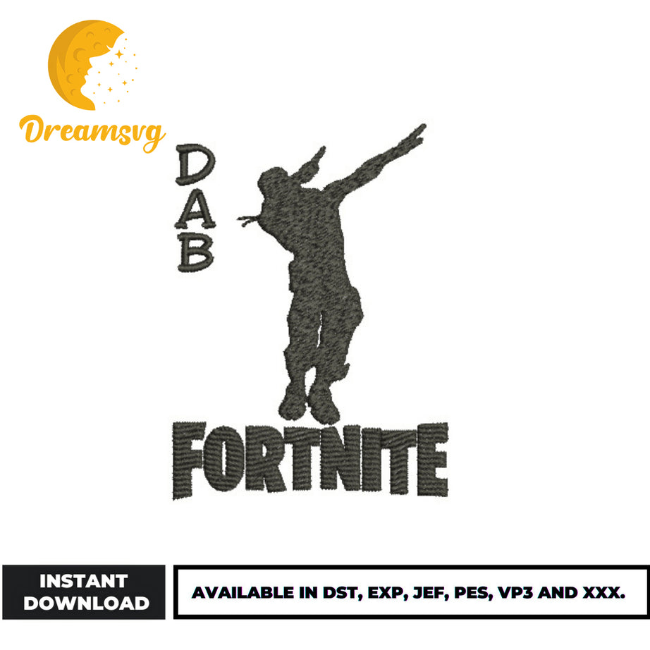 Dab Fortnite shadow embroidery design