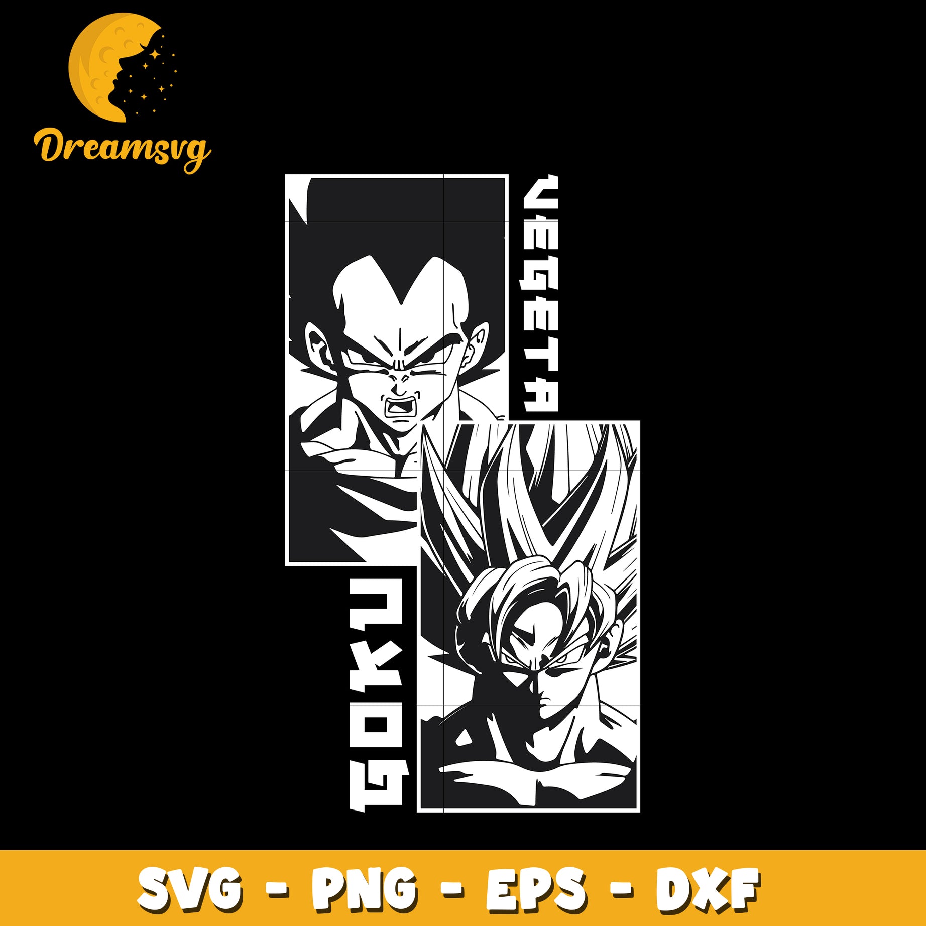 Goku And Vegeta black white Svg, Dragon ball Svg