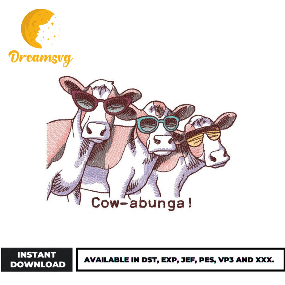 Two Cow Towel embroidery design