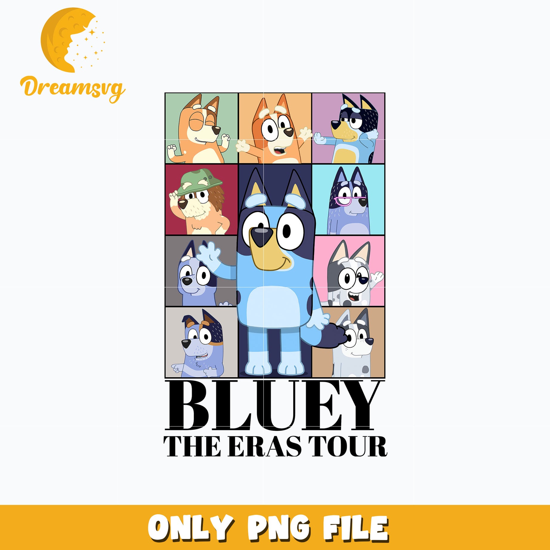 Bluey family the eras tour cartoon png