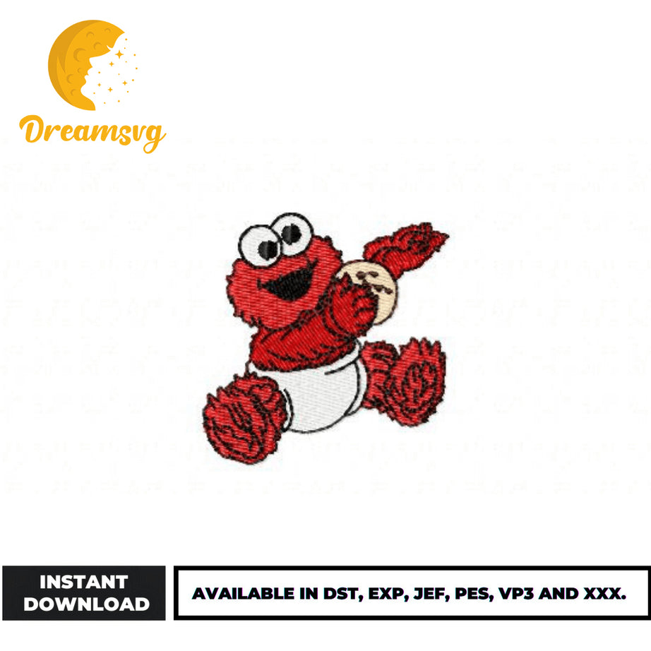 Elmo chibi embroidery design