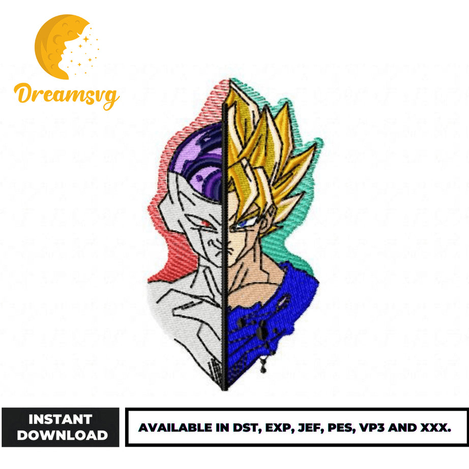 Frieza Goku embroidery design