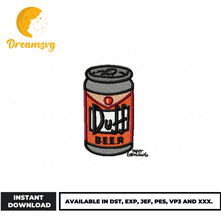 Duff Beer embroidery design