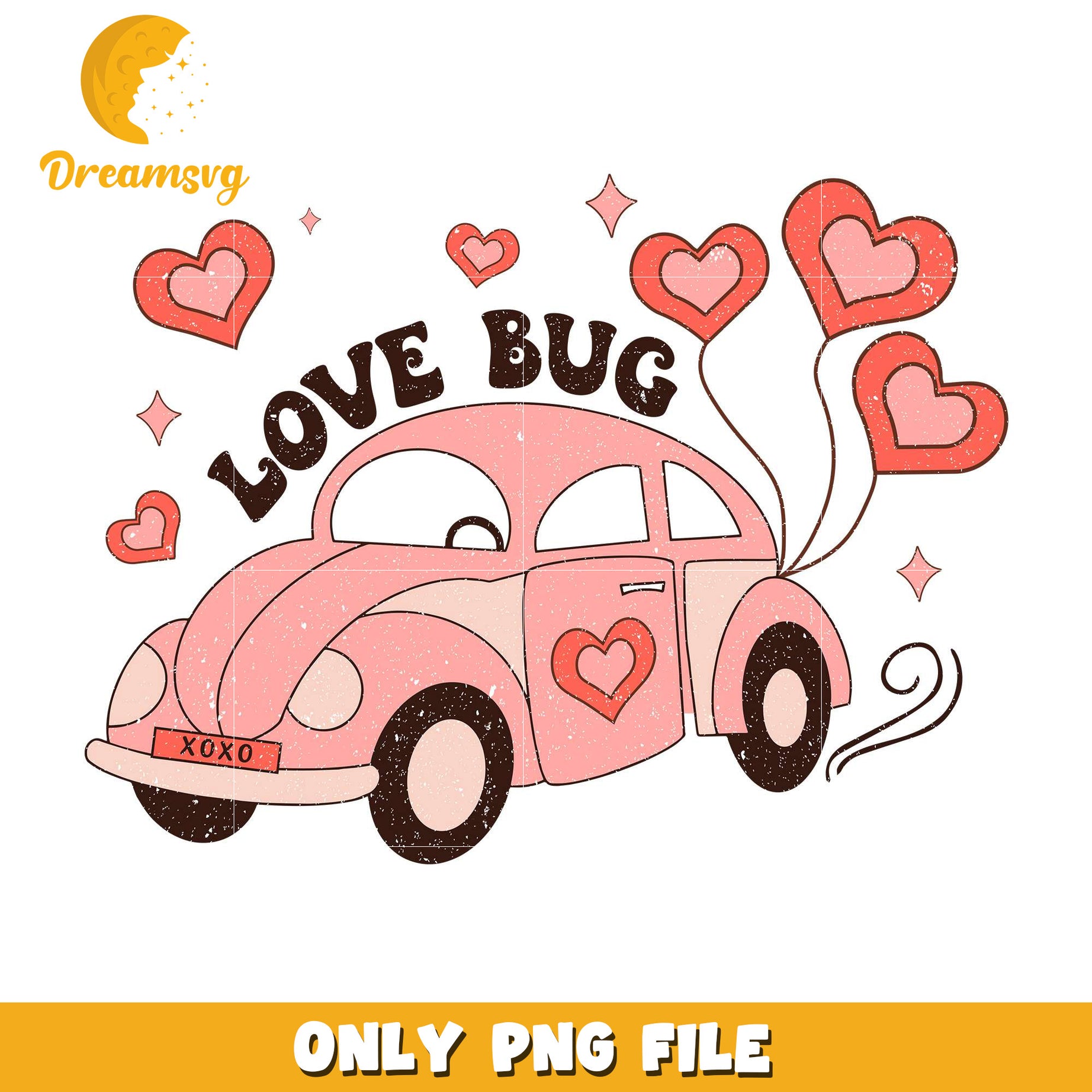 3Pink car love bug png, love bugs png, valentine cars png