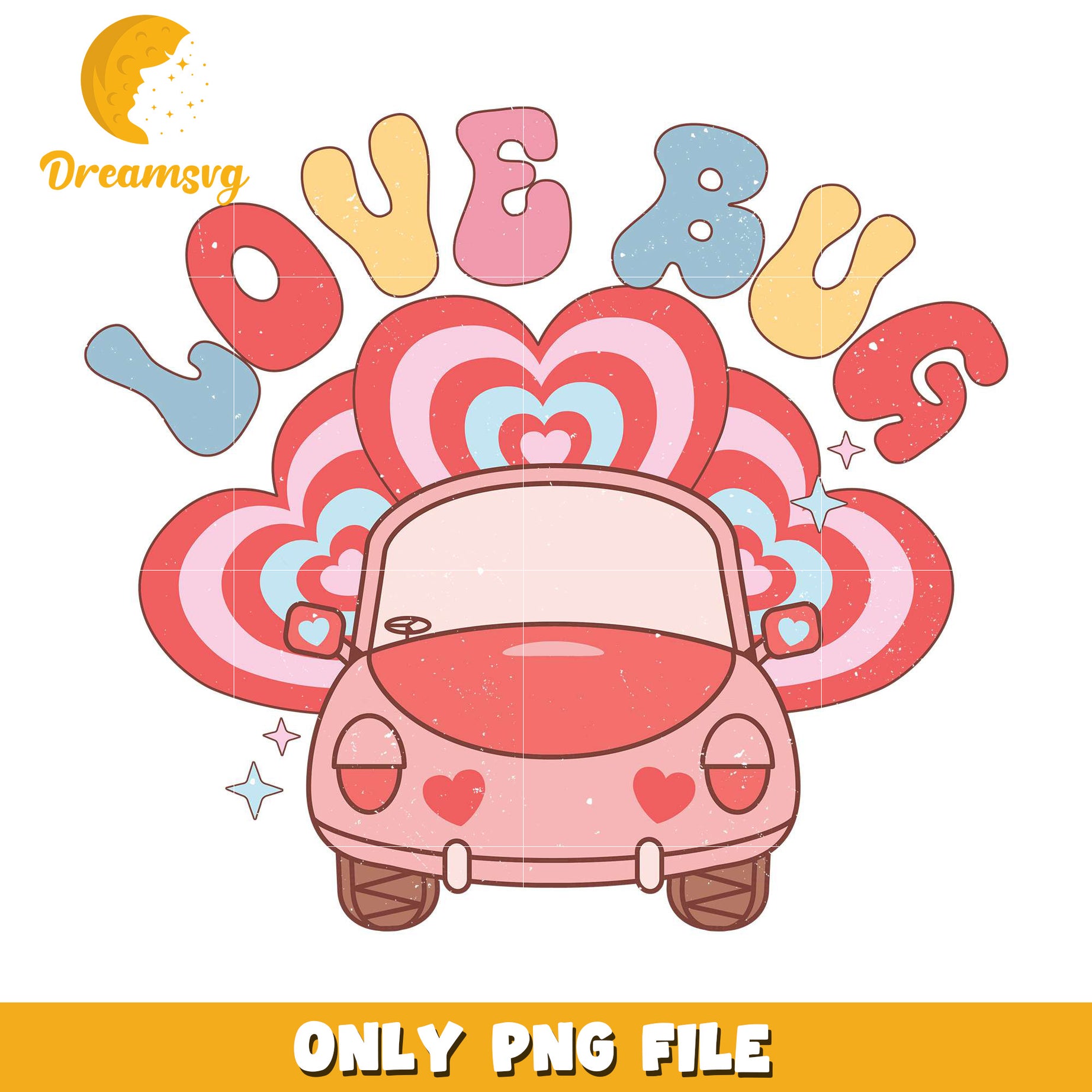 3Reotro valentine car love bug png, valentine car png, retro png