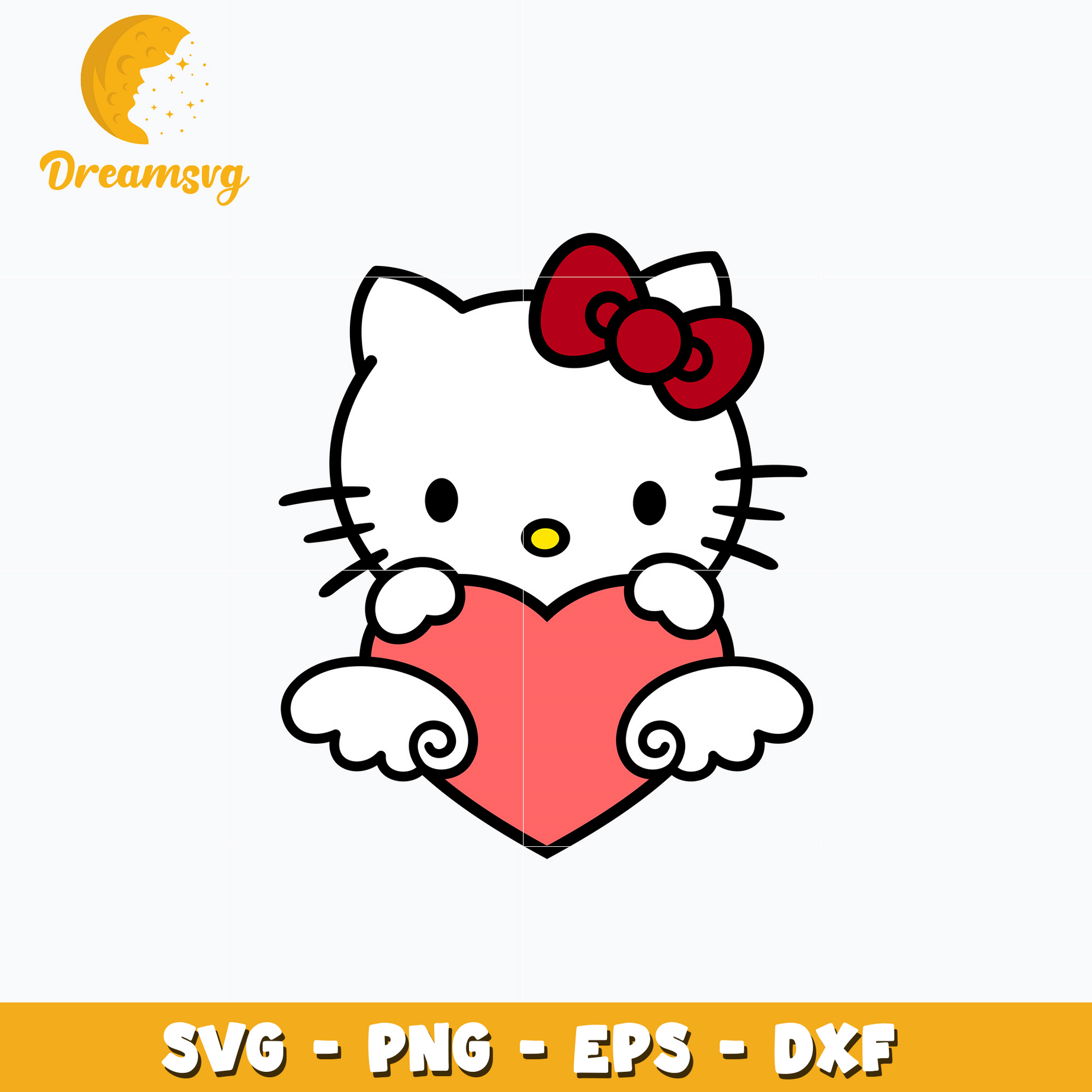 Hello kitty angel love valentine svg