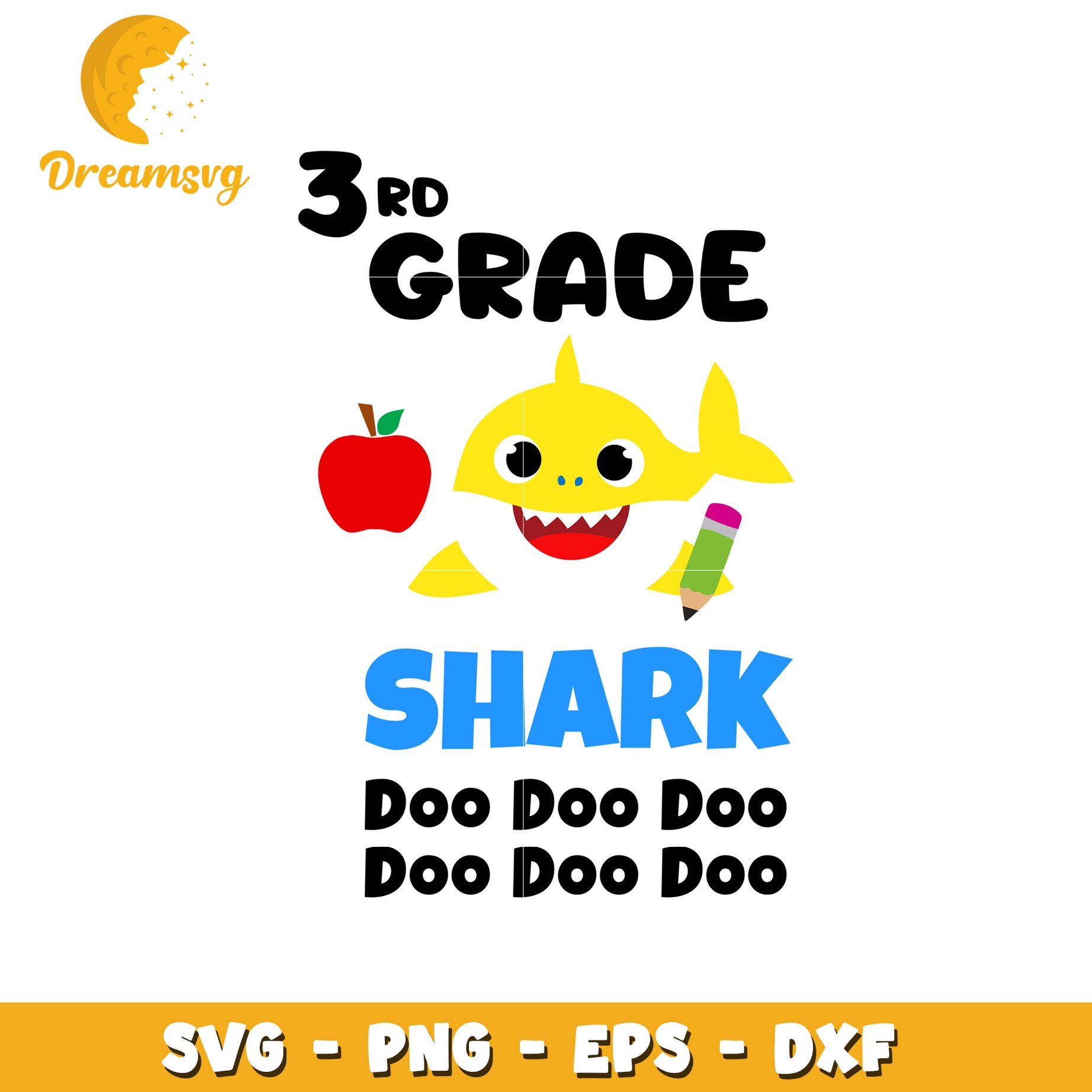 3rd Grade Shark SVG Cut File PNG EPS DXF