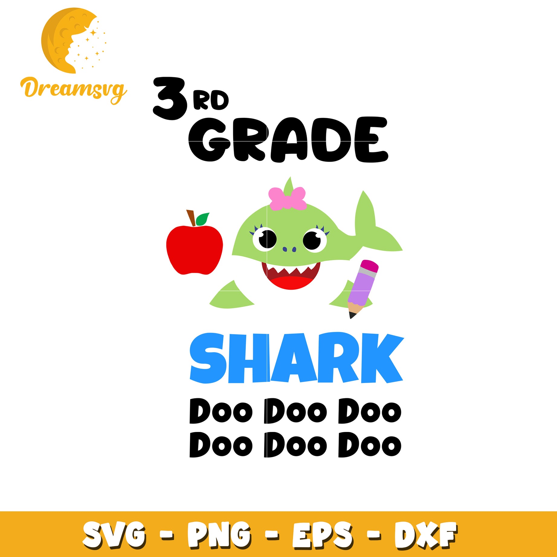 3rd Grade Shark SVG PNG EPS DXF