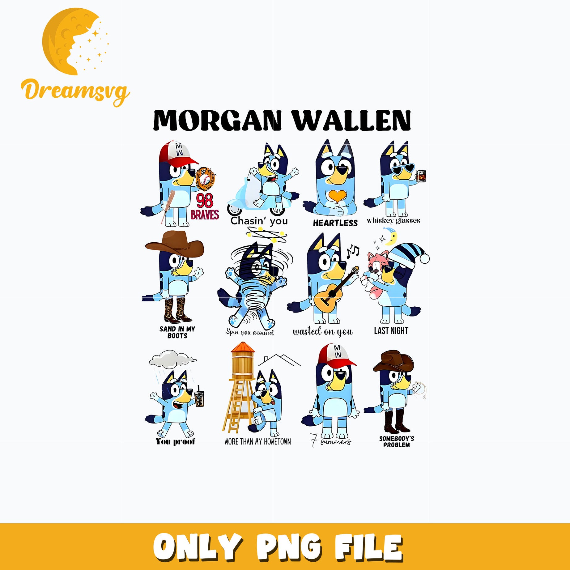 Bluey morgan wallen cartoon png