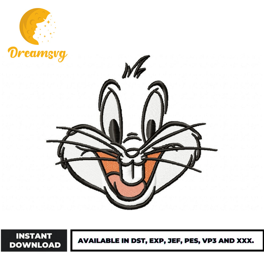 Bugs Bunny face embroidery design