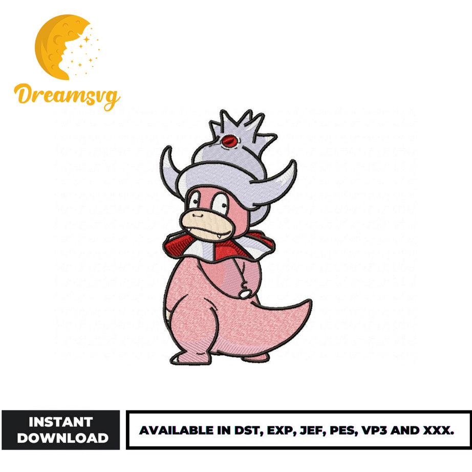 Slowking embroidery design, Pokemon embroidery