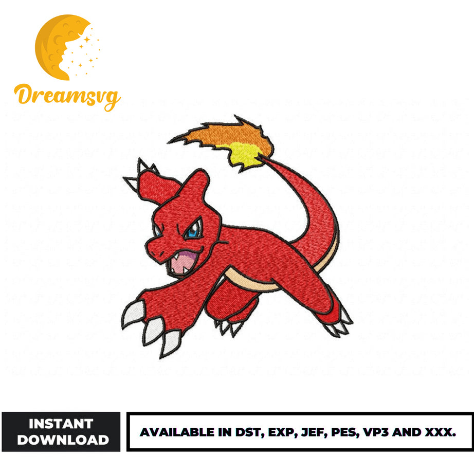 Charmeleon embroidery design, Pokemon embroidery