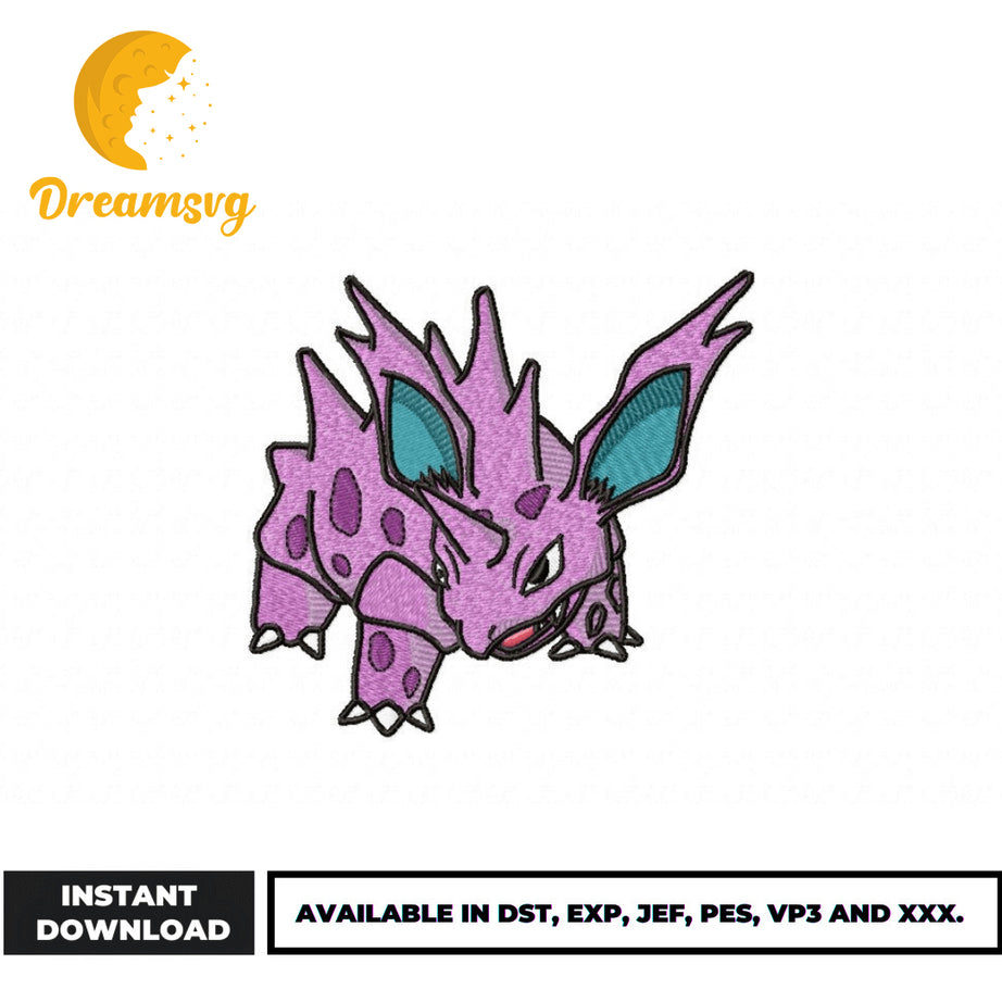 Nidorino embroidery design, pokemon embroidery