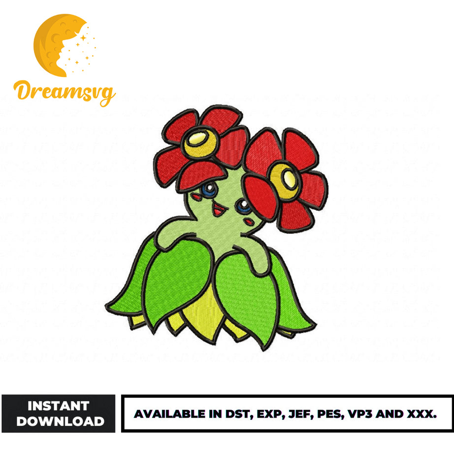 Bellossom embroidery design, pokemon embroidery