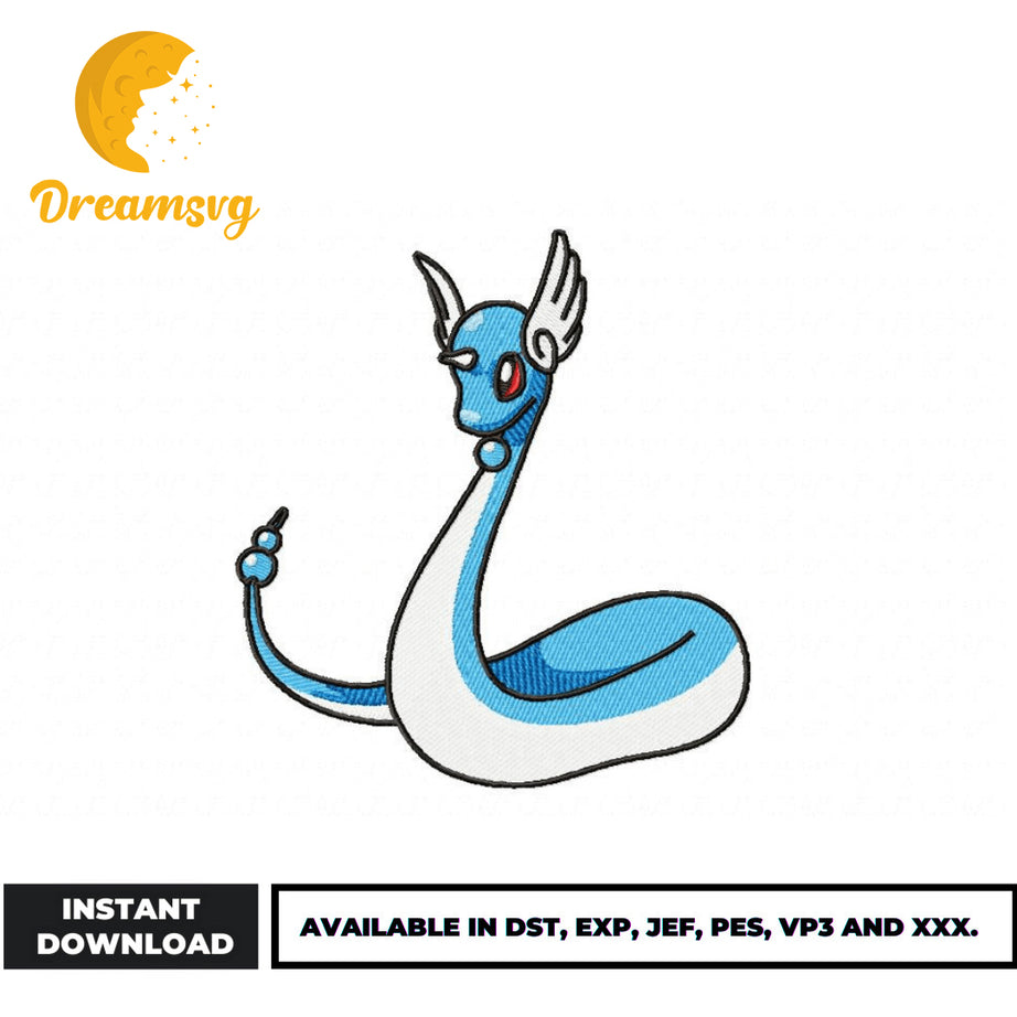 Dragonair embroidery design, pokemon embroidery