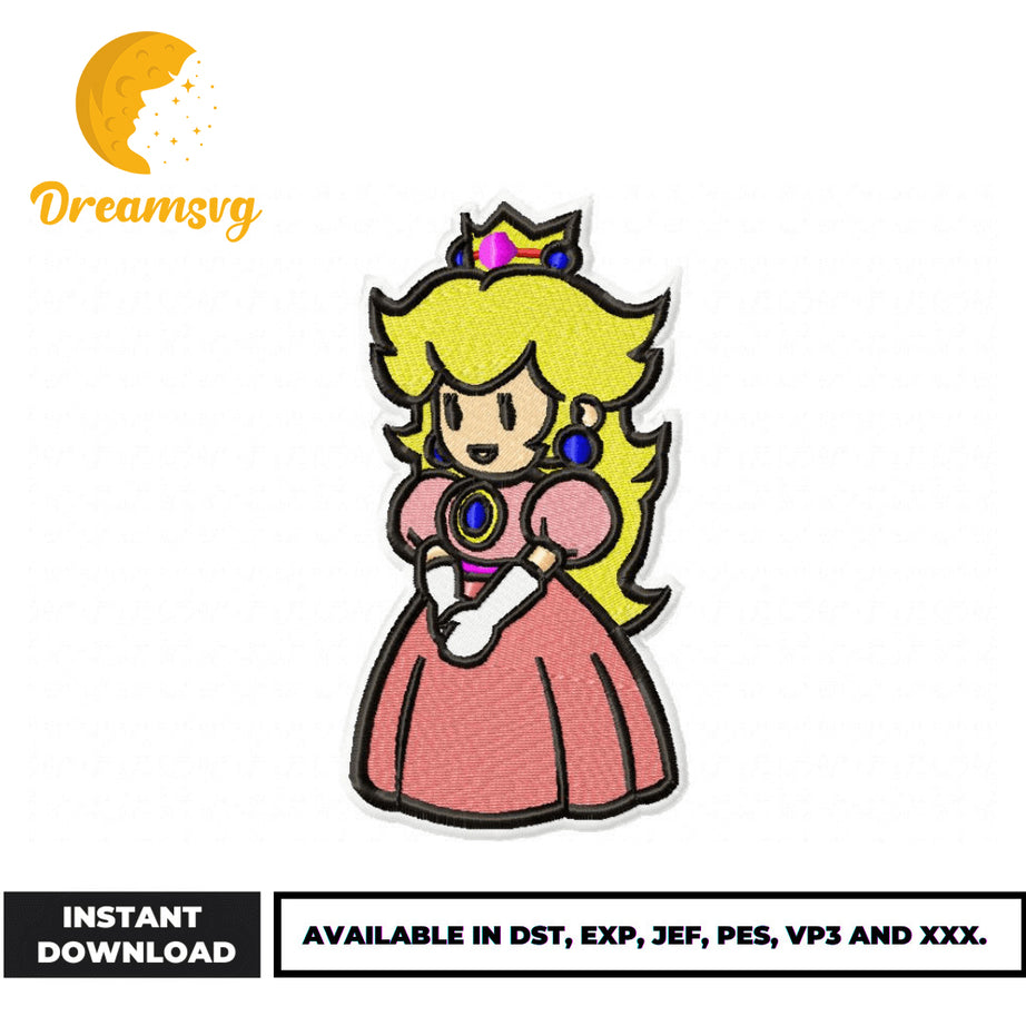 Princess Peach embroidery design