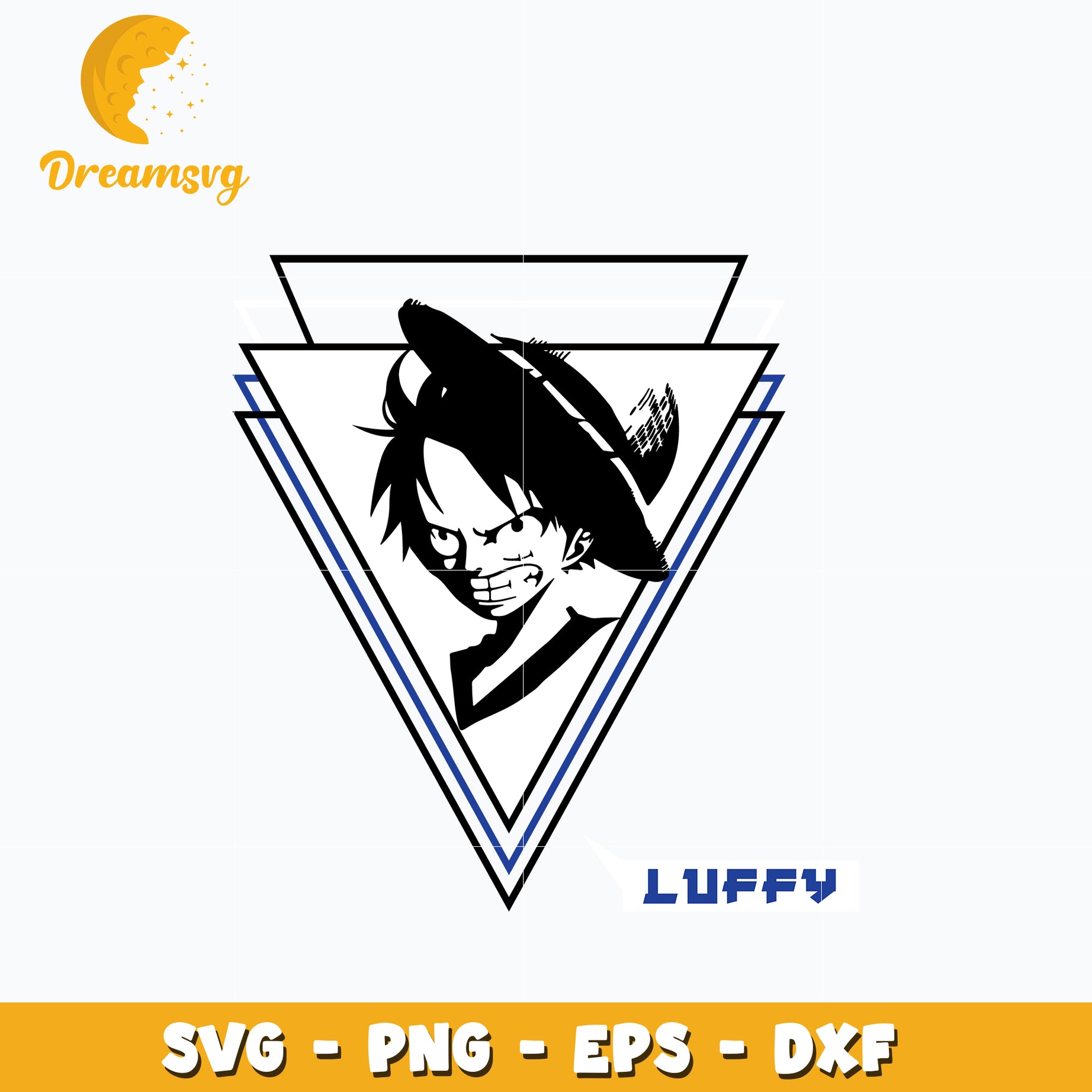 Luffy black white design Svg, Anime Svg, One piece Svg