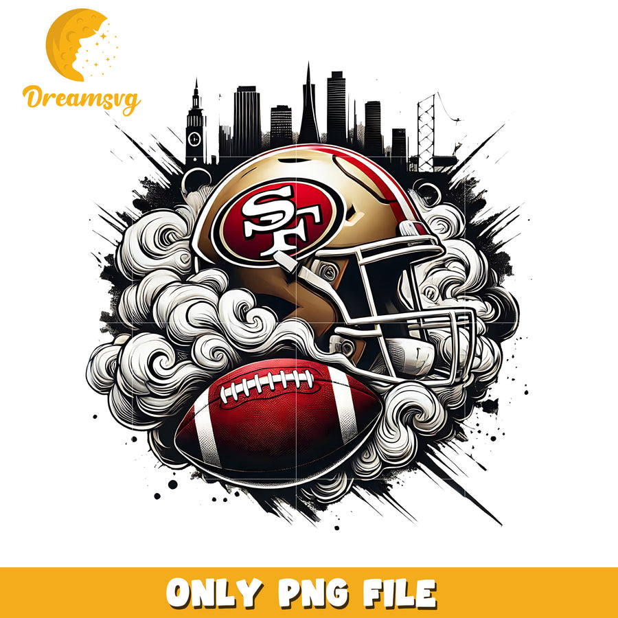 49ers helmet and ball png, nfl mvp png, nfl helmet png