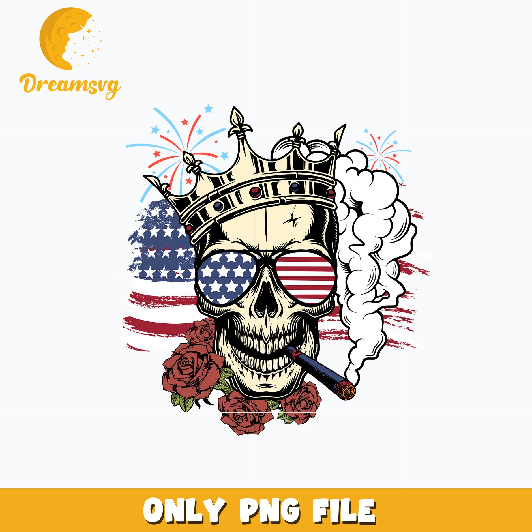 4th of july skull smoking Png