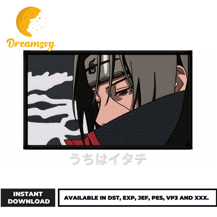 Itachi Uchiha sad embroidery design, Naruto embroidery