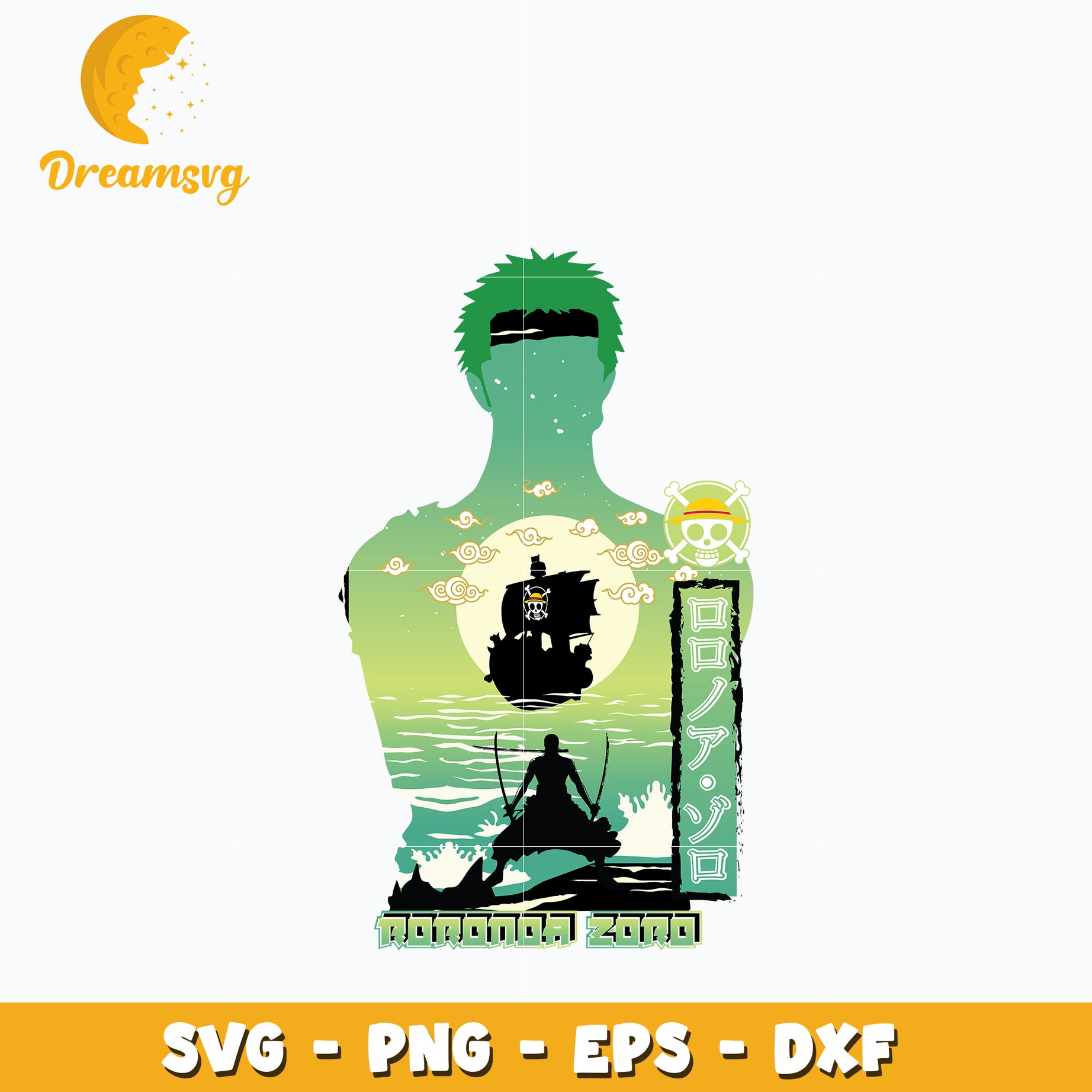 Zoro shadow design Svg, anime Svg, One piece Svg