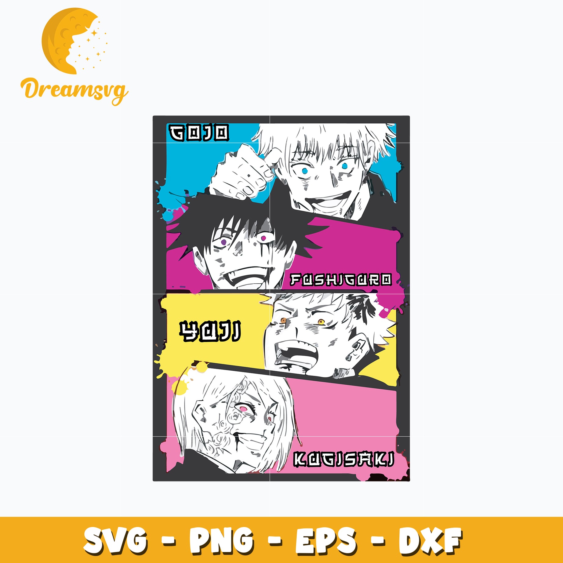 Jujutsu kaisen characters svg, anime svg, Jujutsu kaisen svg