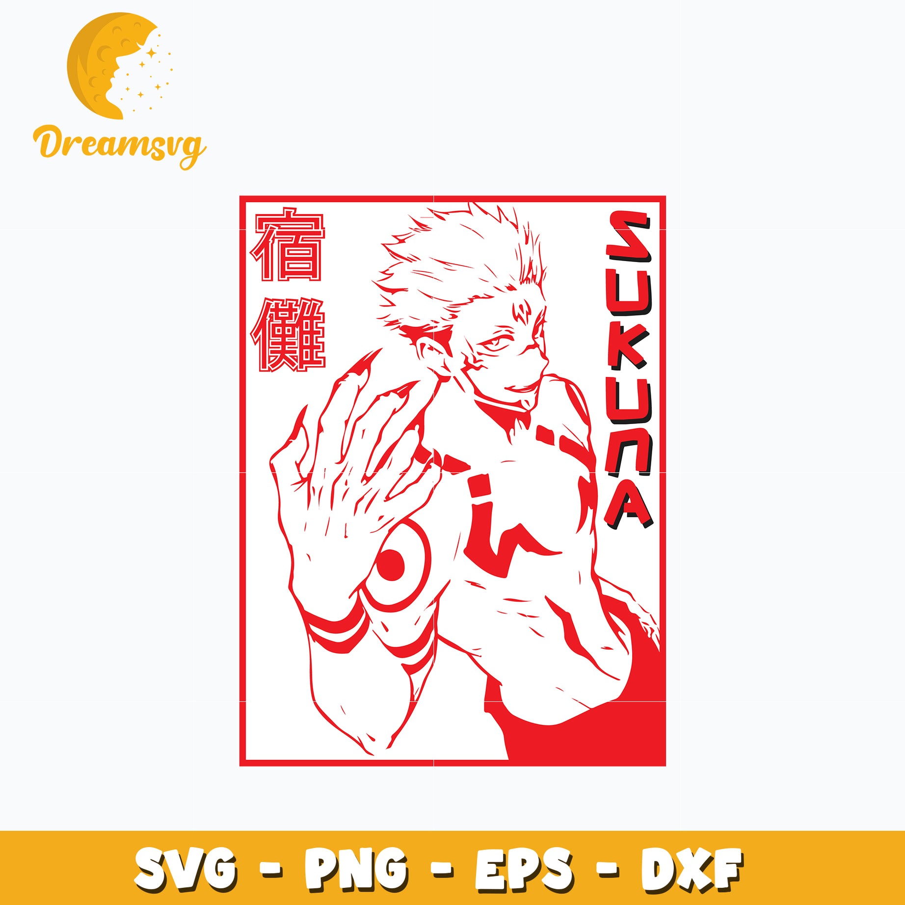 Sukuna design svg, anime svg, Jujutsu kaisen svg