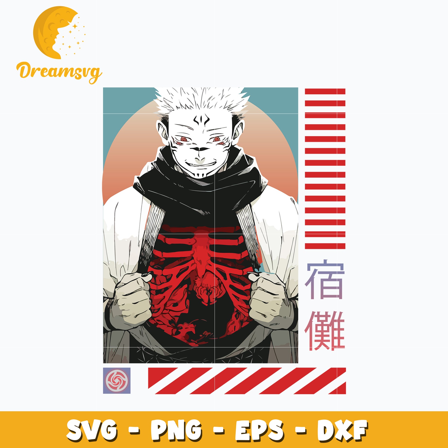 Sukuna horror design svg, anime svg, Jujutsu kaisen svg