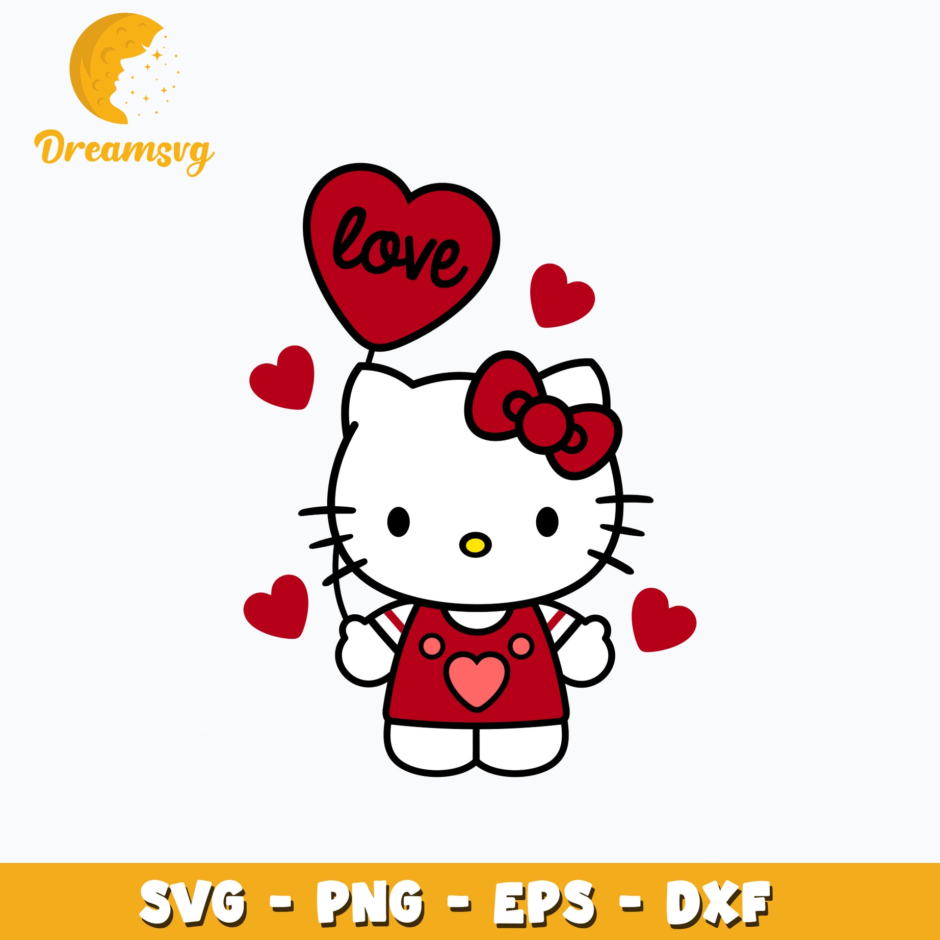 Kitty balloon heart valentine Svg