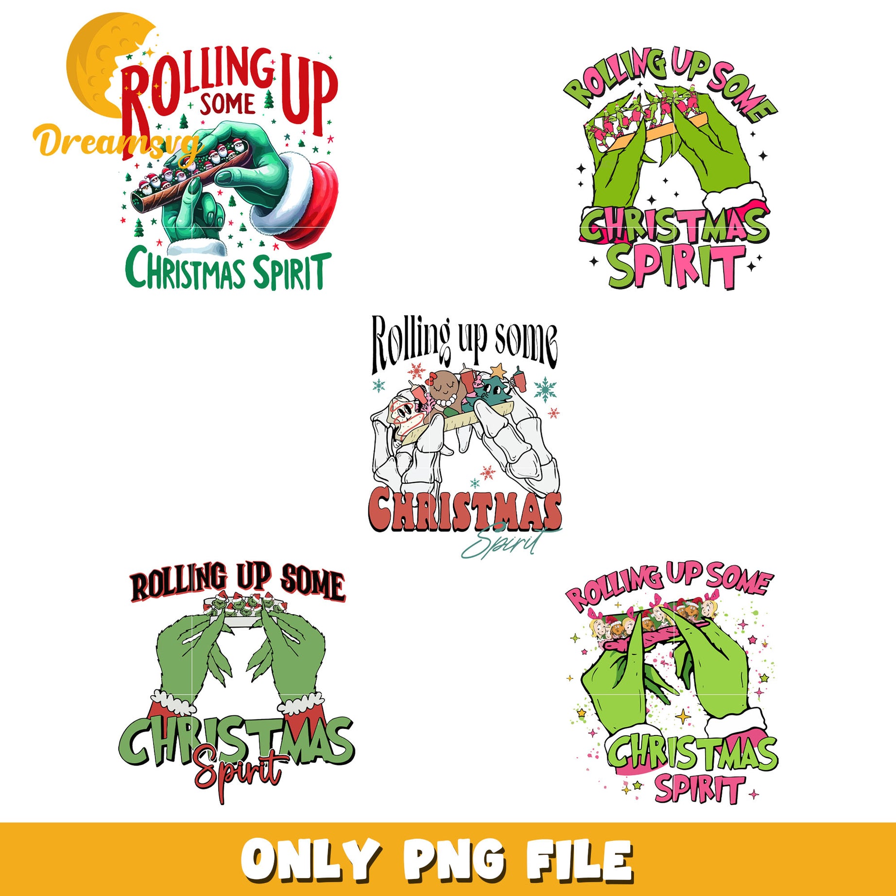 Grinch rolling up some christmas spirit bundle png, christmas spirit​ png